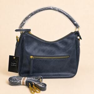 Fawn Vegan Leather Blue Slouch Tote Shoulder Crossbody Weekend Casual Bag NWT
